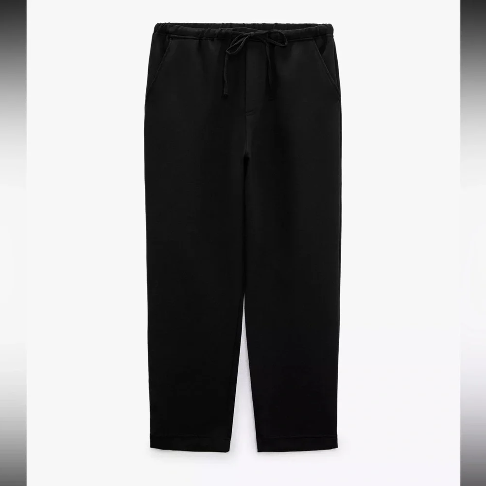 Zara Black Linen-Blend Drawstring Pants • Relaxed Fit • Size M 🖤